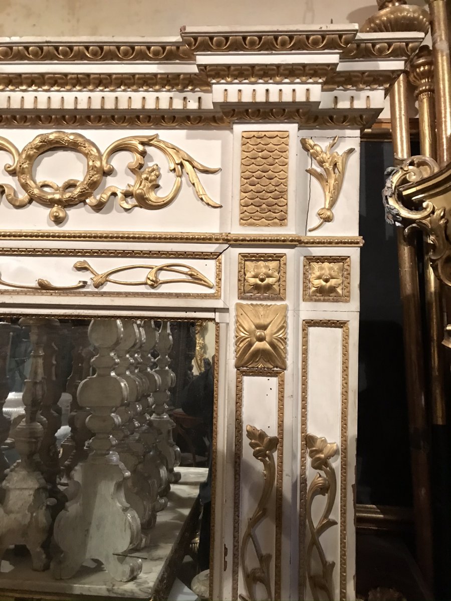 Console Et Miroir Laqués Et Dorés De La Fin Du XVIIIe Siècle. -photo-3