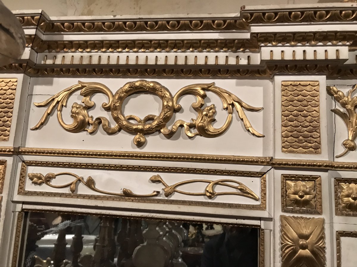Console Et Miroir Laqués Et Dorés De La Fin Du XVIIIe Siècle. -photo-1