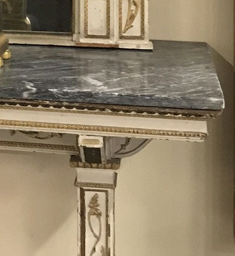 Console Et Miroir Laqués Et Dorés De La Fin Du XVIIIe Siècle. -photo-3