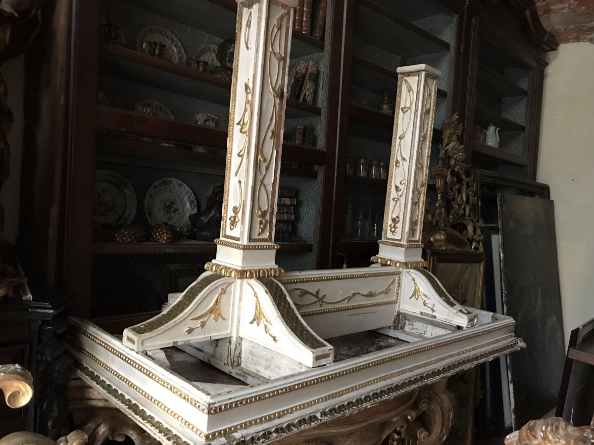 Console Et Miroir Laqués Et Dorés De La Fin Du XVIIIe Siècle. -photo-4