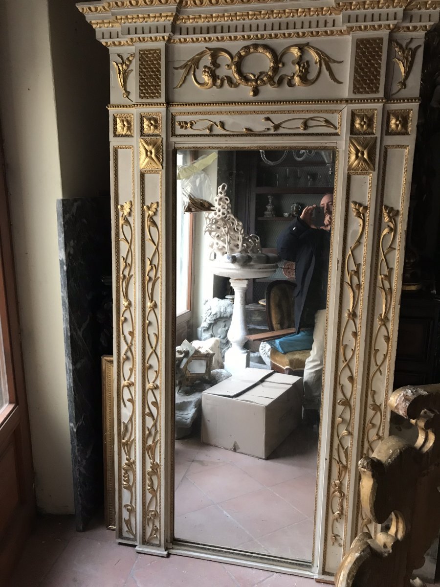 Console Et Miroir Laqués Et Dorés De La Fin Du XVIIIe Siècle. -photo-5