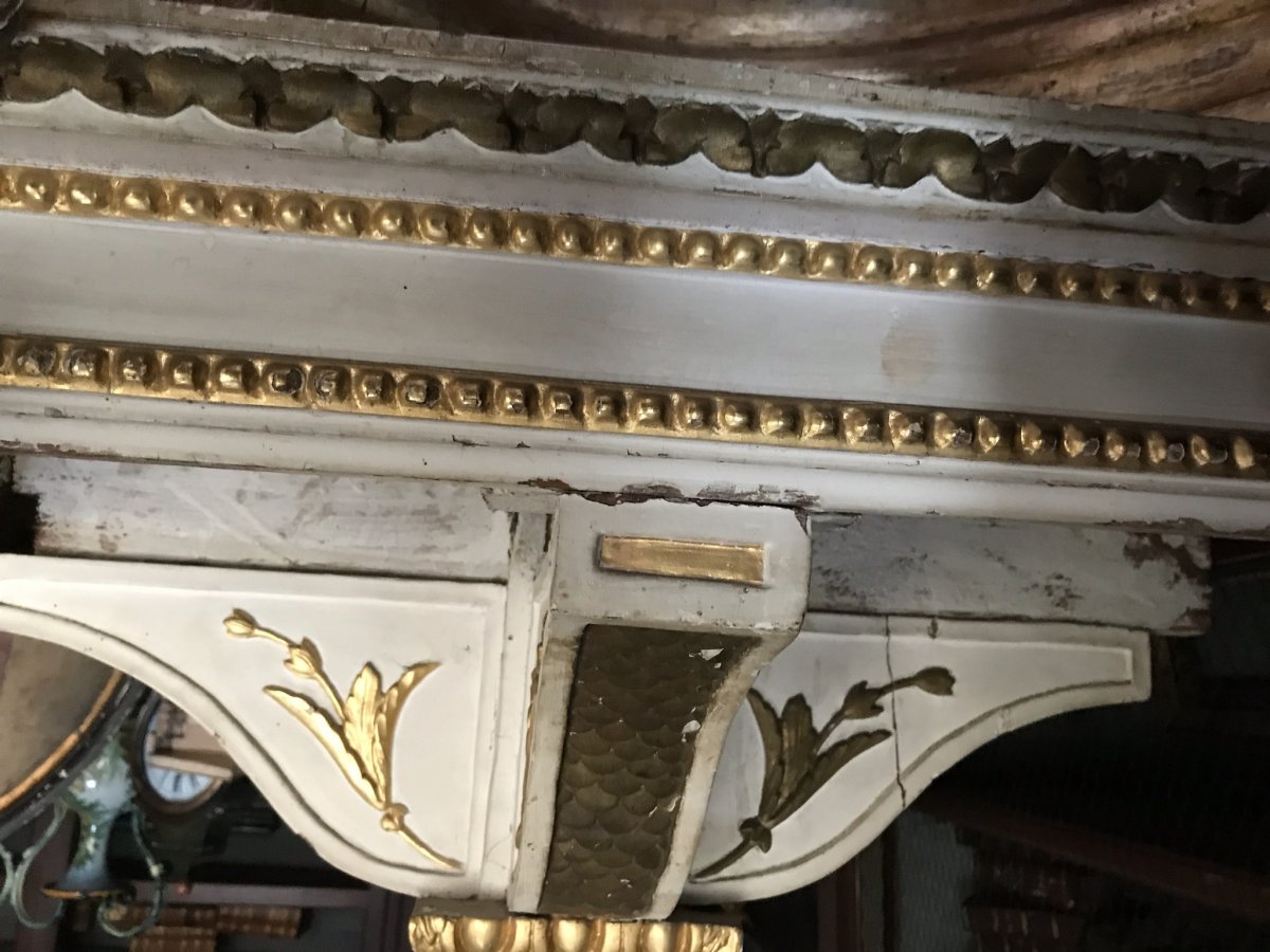 Console Et Miroir Laqués Et Dorés De La Fin Du XVIIIe Siècle. -photo-8
