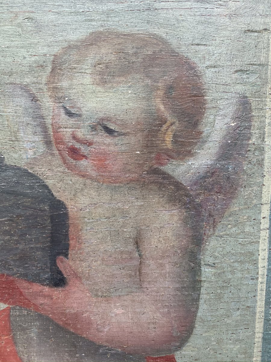 Deux Panneaux Peints Avec Quatre Putti.-photo-5