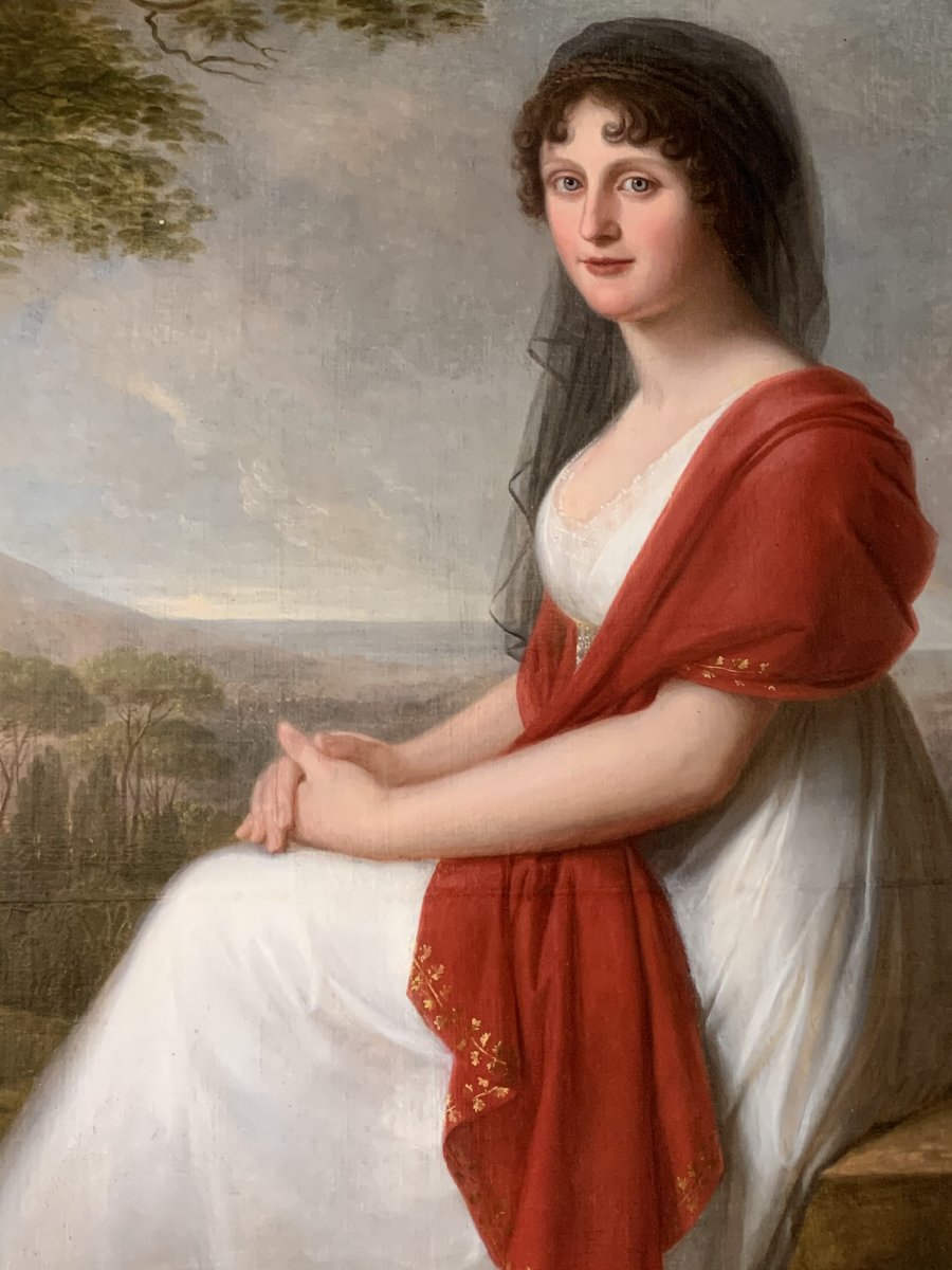 Portrait d'Une Jeune Femme Noble Dans La Campagne Toscane, Fin Du XVIIIe Siècle.-photo-2