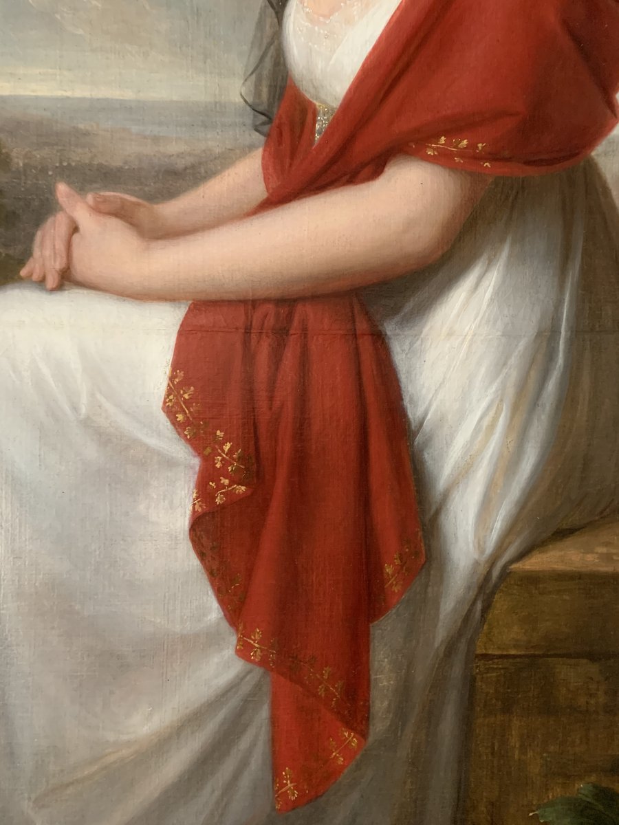 Portrait d'Une Jeune Femme Noble Dans La Campagne Toscane, Fin Du XVIIIe Siècle.-photo-1