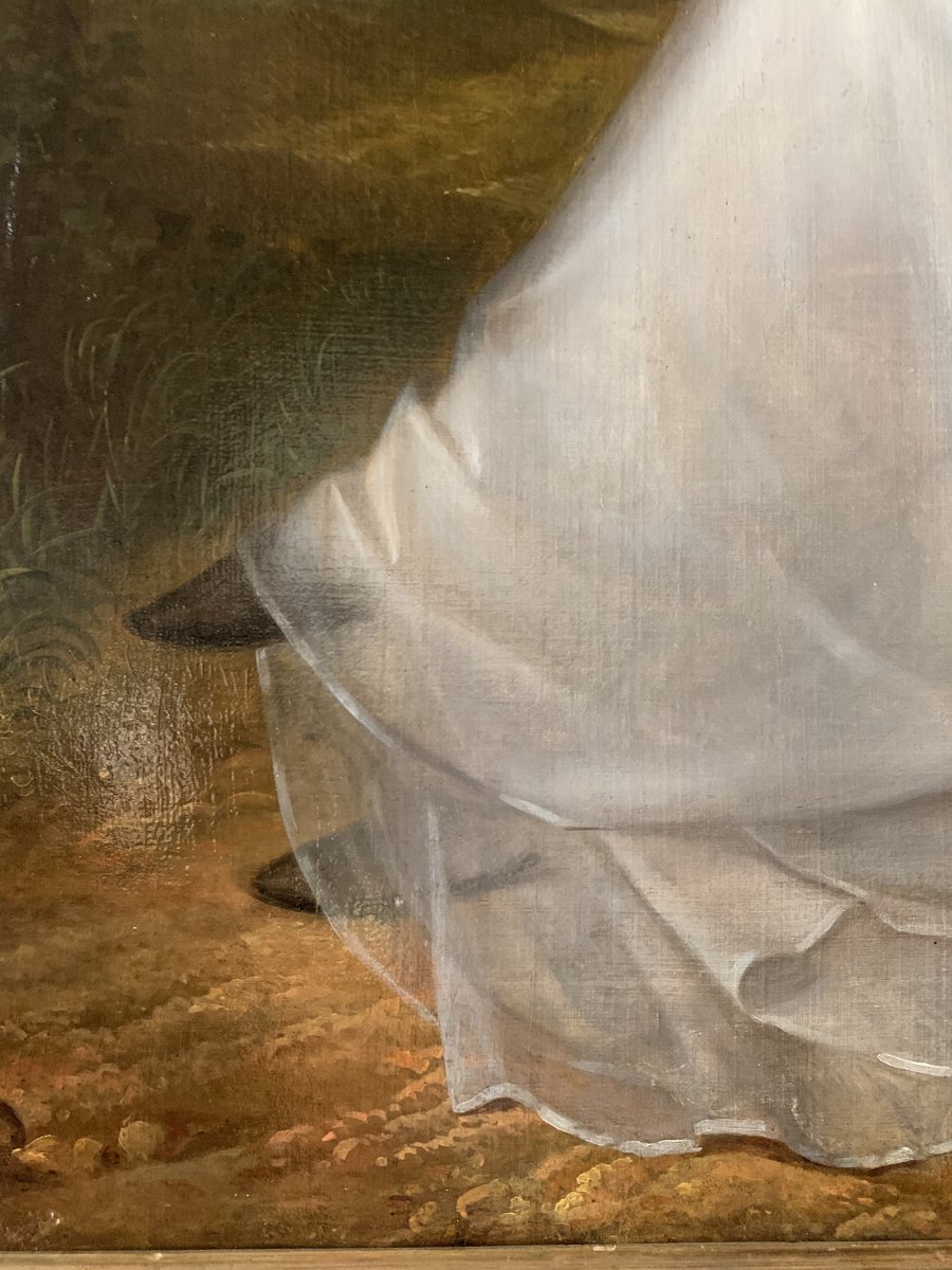 Portrait d'Une Jeune Femme Noble Dans La Campagne Toscane, Fin Du XVIIIe Siècle.-photo-2