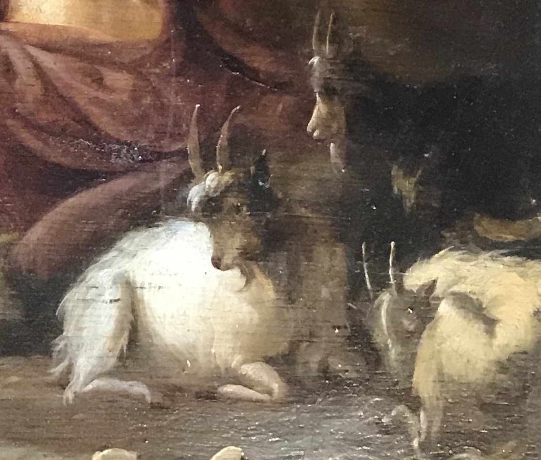 Peinture Sur Panneau, Scène Bucolique, Fin XVIIe Siècle. -photo-4