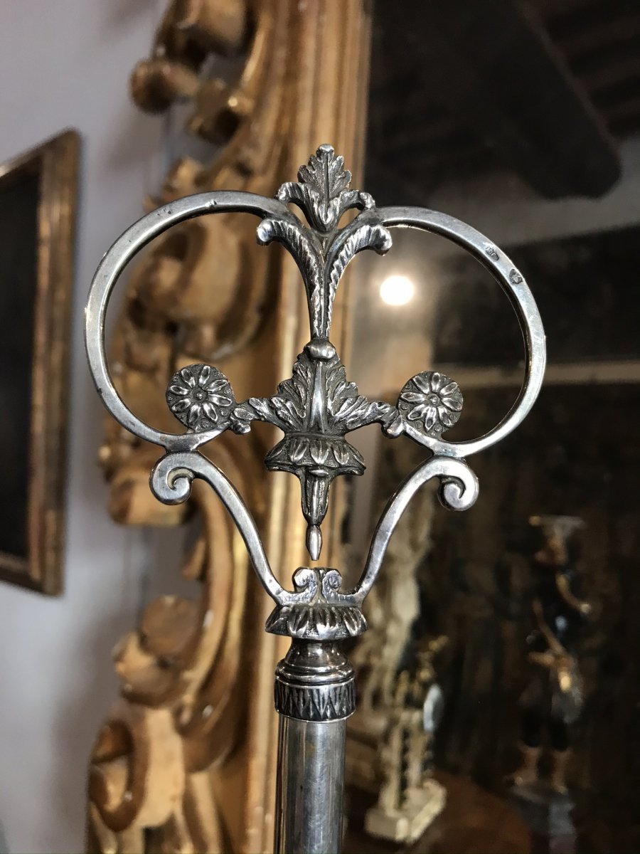 Grande Lampe Romaine En Argent Louis XVI. -photo-1