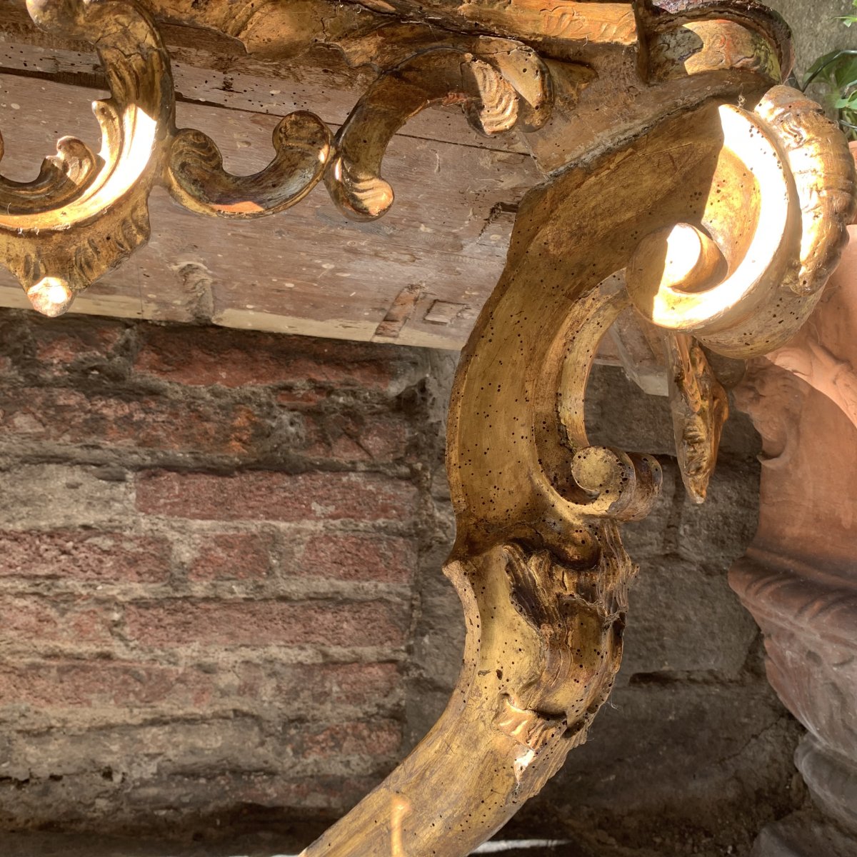 Console d'époque Louis XV En Bois Doré-photo-4