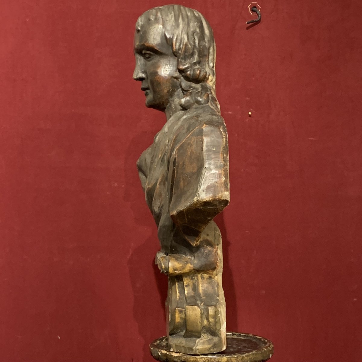 Buste En Bois Argenté. XVIII Siècle-photo-1