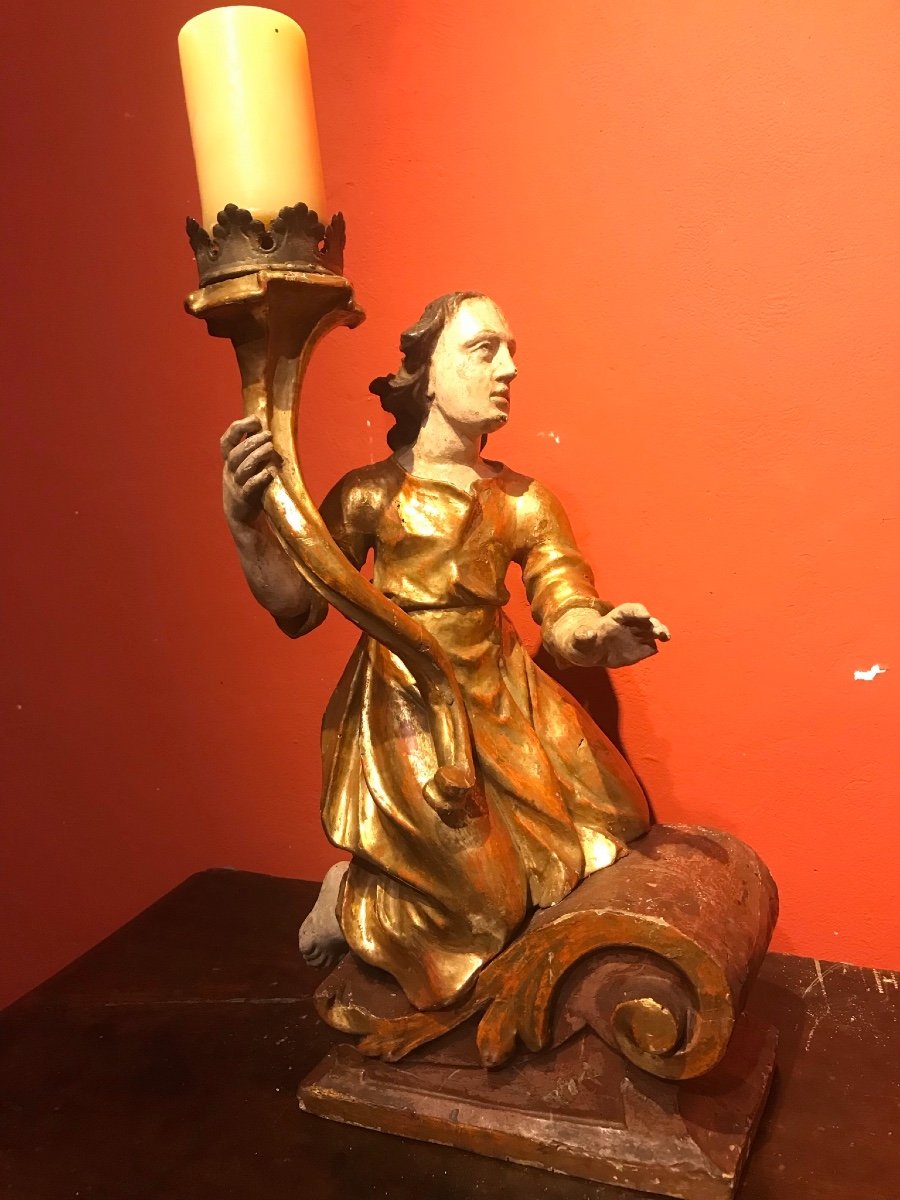 Paire d'Anges Polychromes. -photo-2