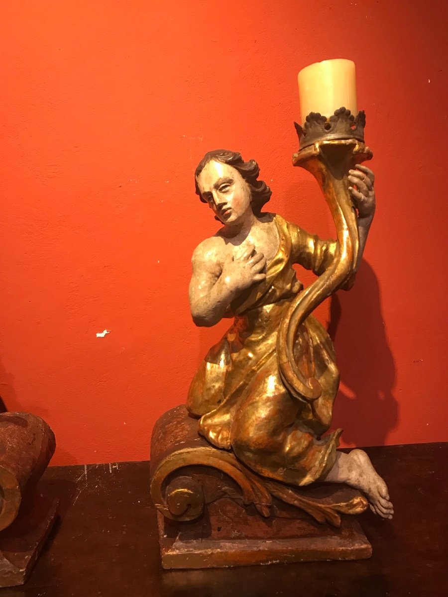 Paire d'Anges Polychromes. -photo-3