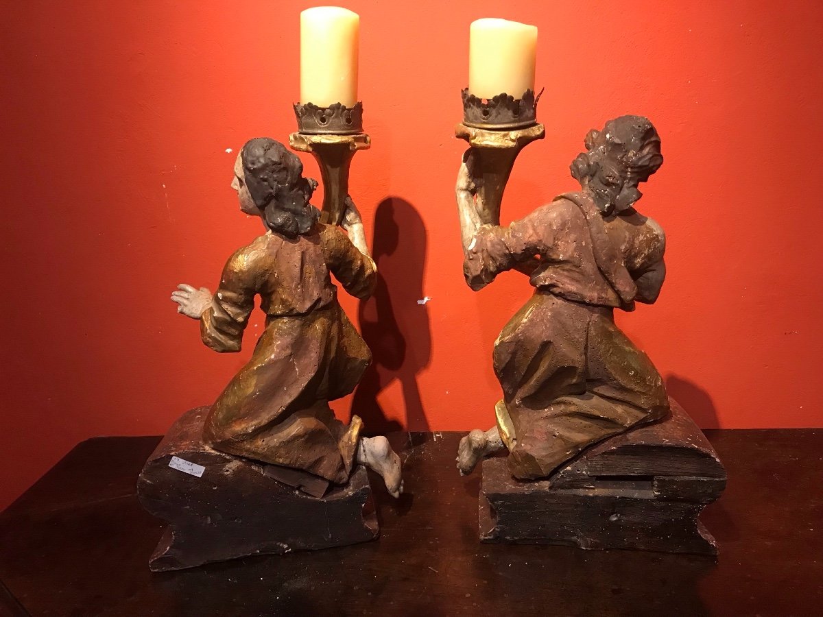Paire d'Anges Polychromes. -photo-2