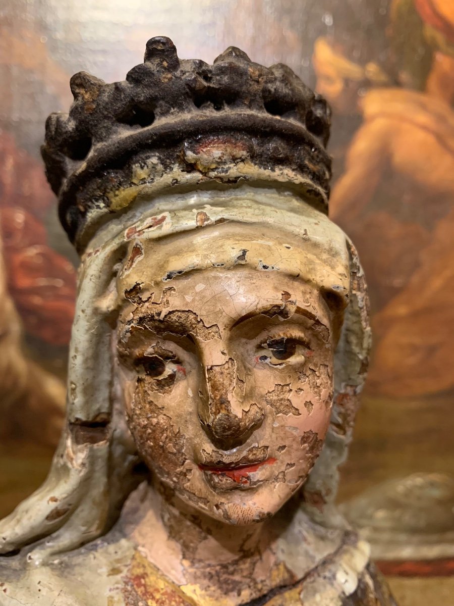 Madonna Du Nord De l'Italie, Bois Polychromé, Milieu Du XVe Siècle.  -photo-2