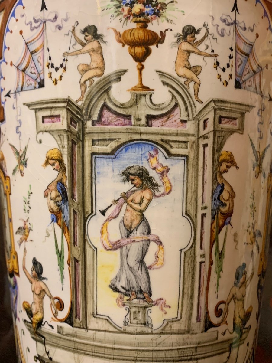 Une Paire De Vases En Majolique De Florence, Vers 1900 -photo-4