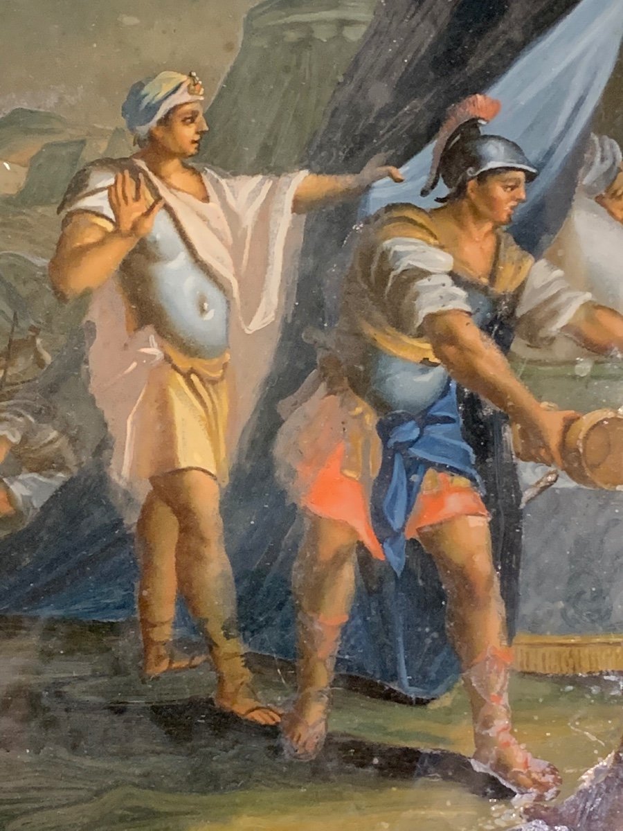 Scène De La Vie Militaire’ Huile Sur Verre, Fin XVIII Siècle  -photo-2