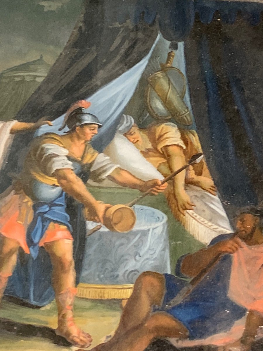 Scène De La Vie Militaire’ Huile Sur Verre, Fin XVIII Siècle  -photo-3