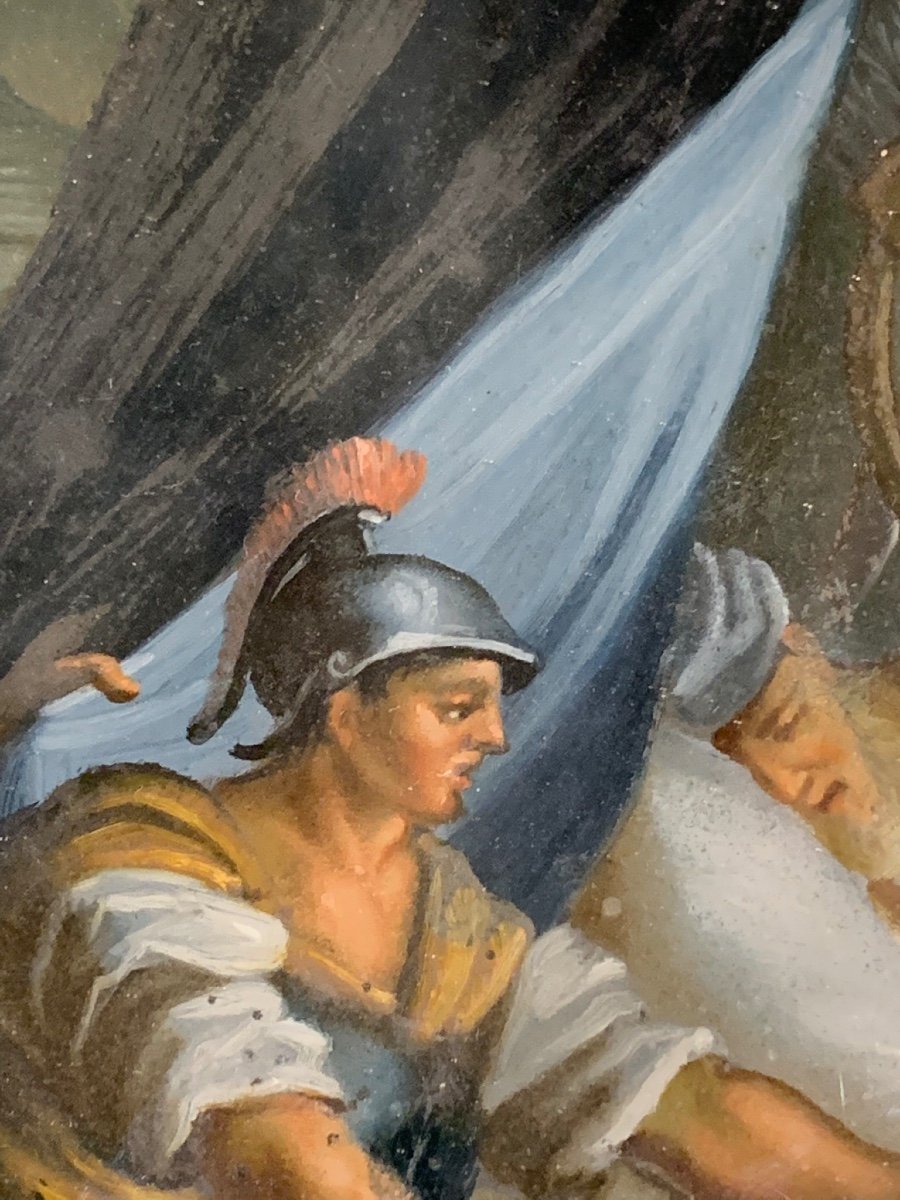 Scène De La Vie Militaire’ Huile Sur Verre, Fin XVIII Siècle  -photo-2