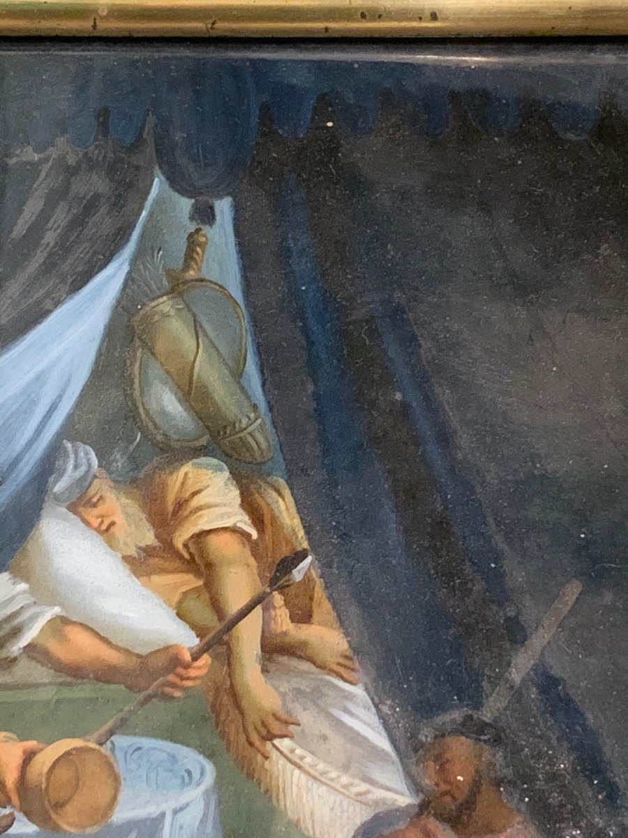 Scène De La Vie Militaire’ Huile Sur Verre, Fin XVIII Siècle  -photo-4