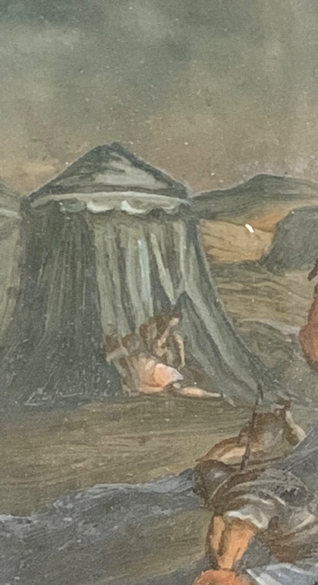 Scène De La Vie Militaire’ Huile Sur Verre, Fin XVIII Siècle  -photo-6