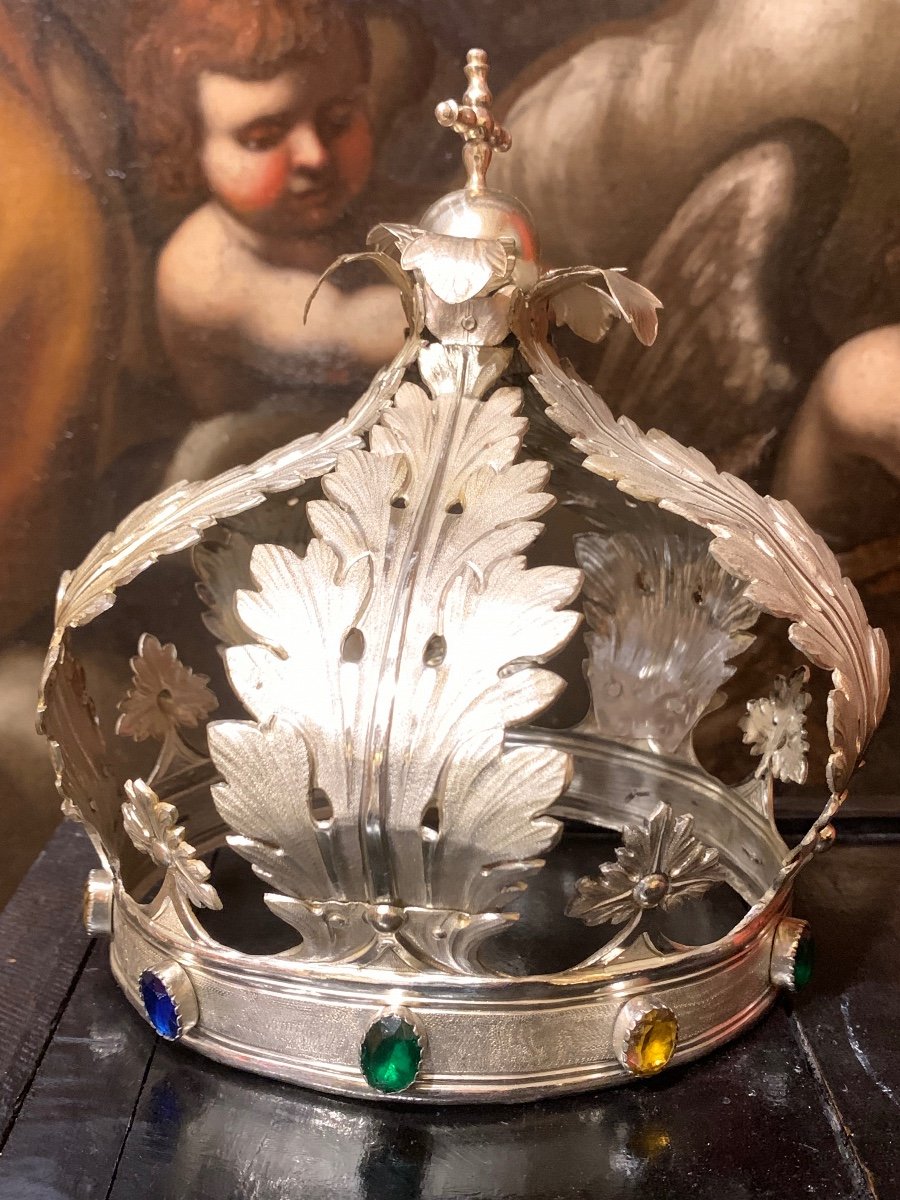 Couronne En Argent, Poinçonnée Scheggi, Florence Début Du XIXe Siècle.  -photo-8