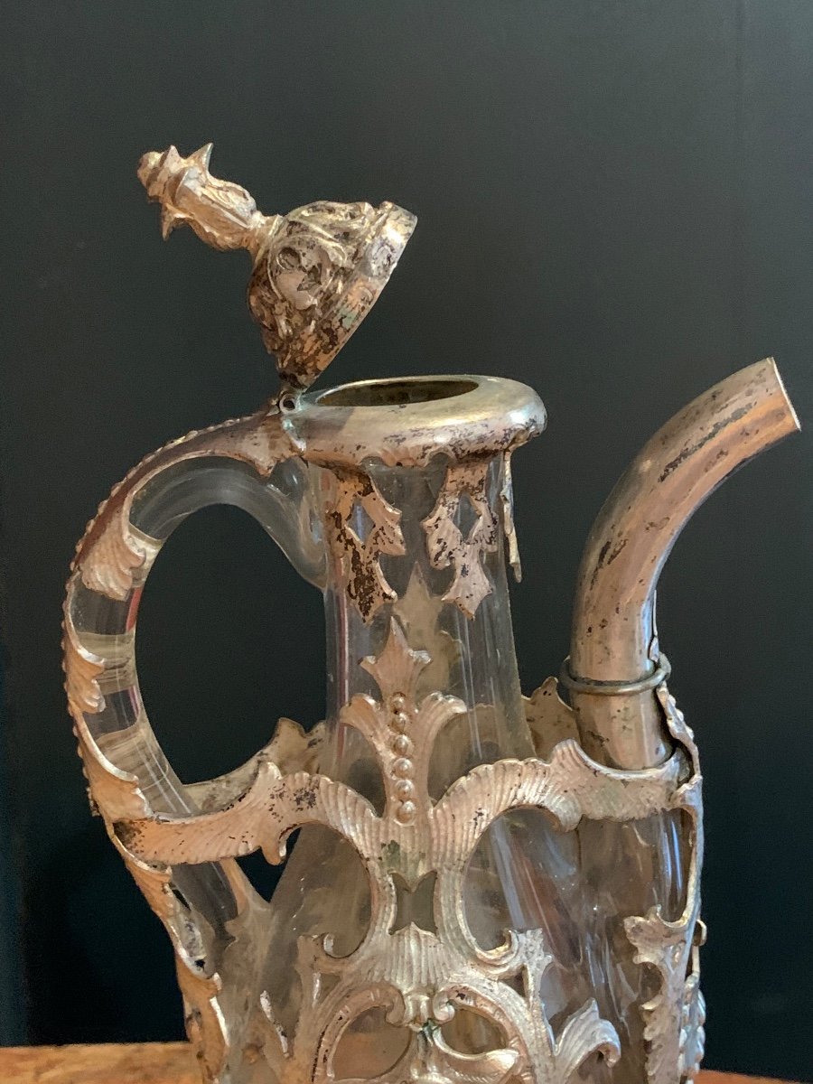 Une Carafe Incrustée En Argent Et Verre, Gênes - Italie Milieu Du XVIIIe Siècle  -photo-8