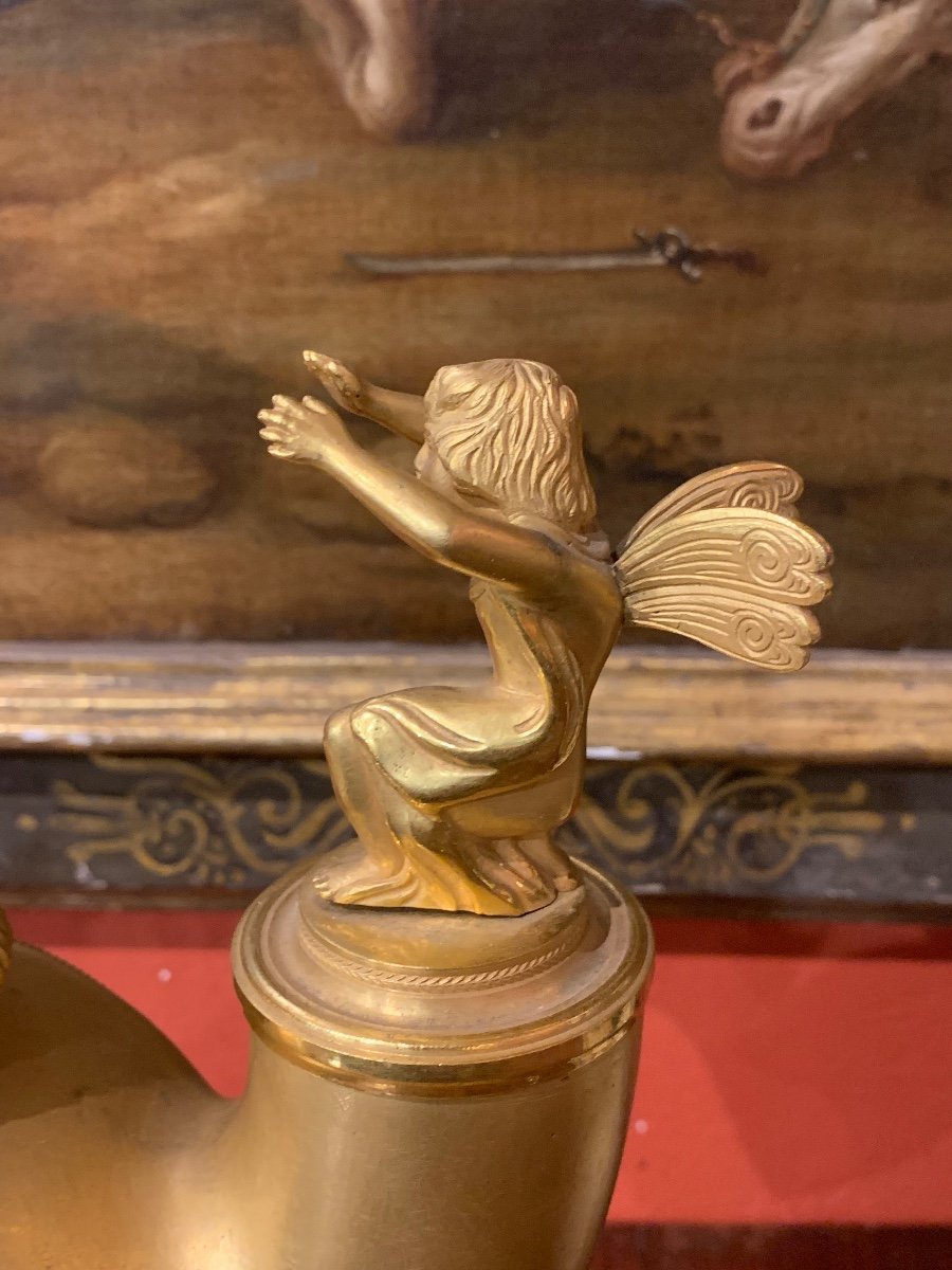 Orologio da mensola in bronzo Impero Ormolu, Francia Inizio XIX secolo. -photo-3