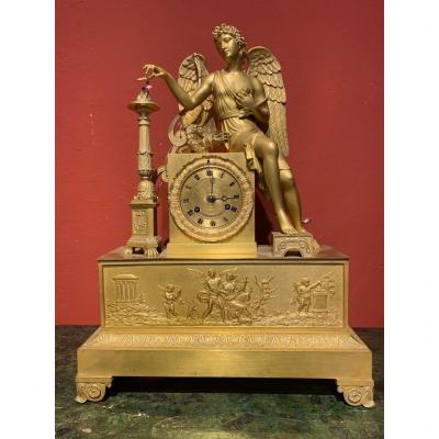 Horloge Bronze Dore Imper Avec Ange.