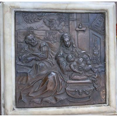 Plaque En Cuivre Gaufré Et Ciselé. Fin Du XVIeme Siècle 