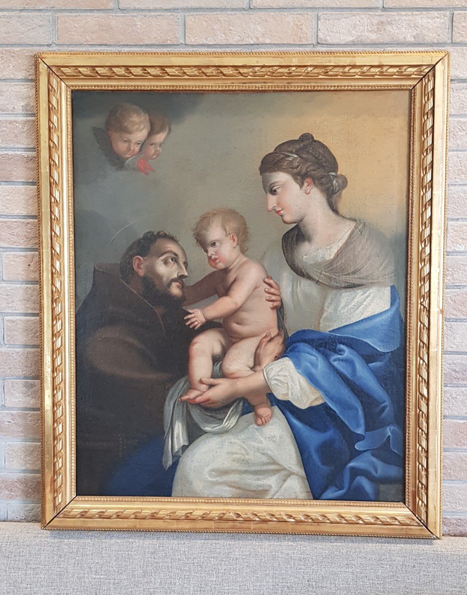 Madonna con bambino e San Francesco, Olio su tela, Epoca '700-photo-2
