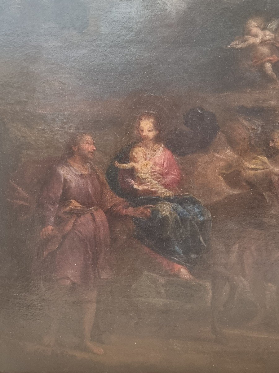 La fuga in Egitto, olio su tela, XVII secolo-photo-3