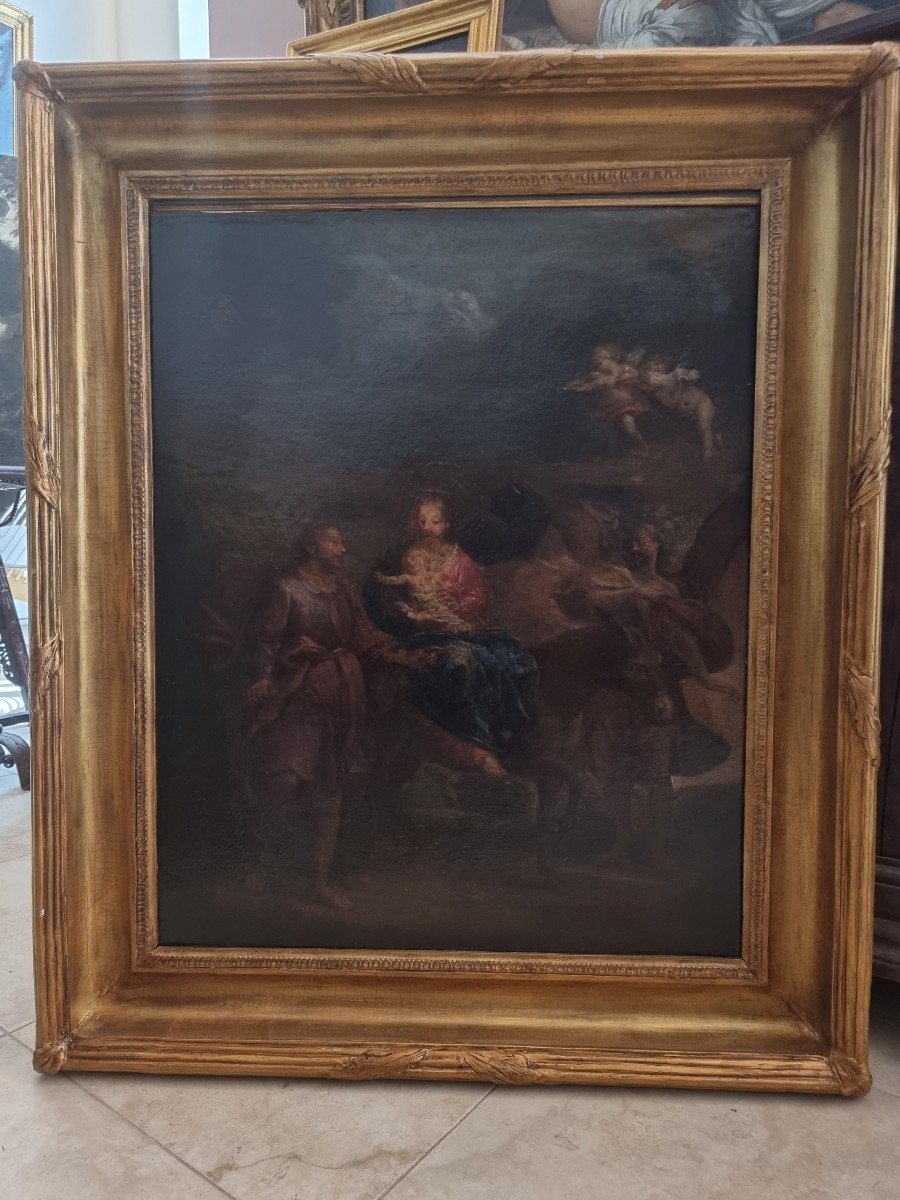 La fuga in Egitto, olio su tela, XVII secolo-photo-4