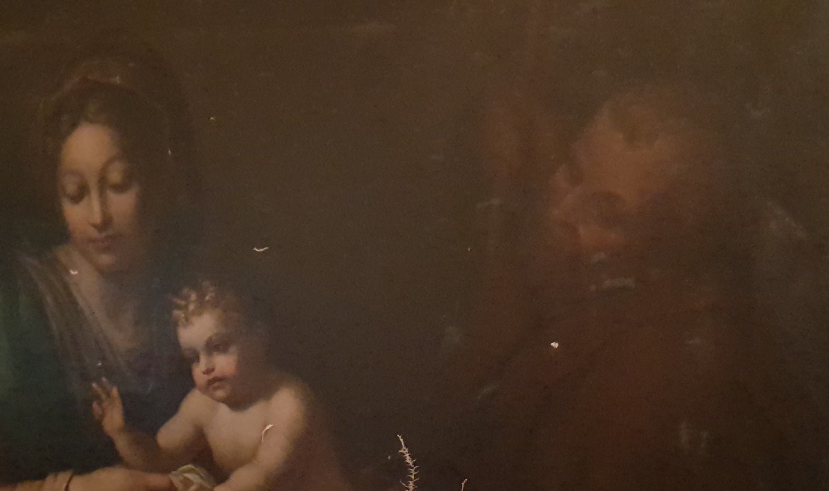 Sacra Famiglia con San.Giovannino e Sant'Anna - Olio su tela - Epoca '800-photo-2