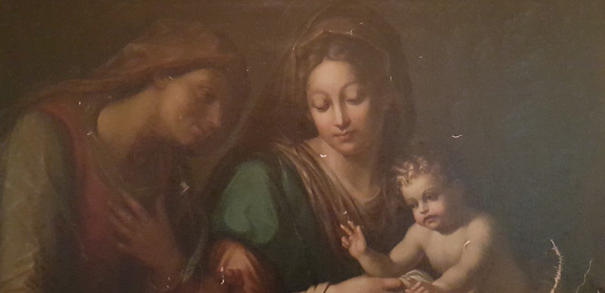 Sacra Famiglia con San.Giovannino e Sant'Anna - Olio su tela - Epoca '800-photo-3