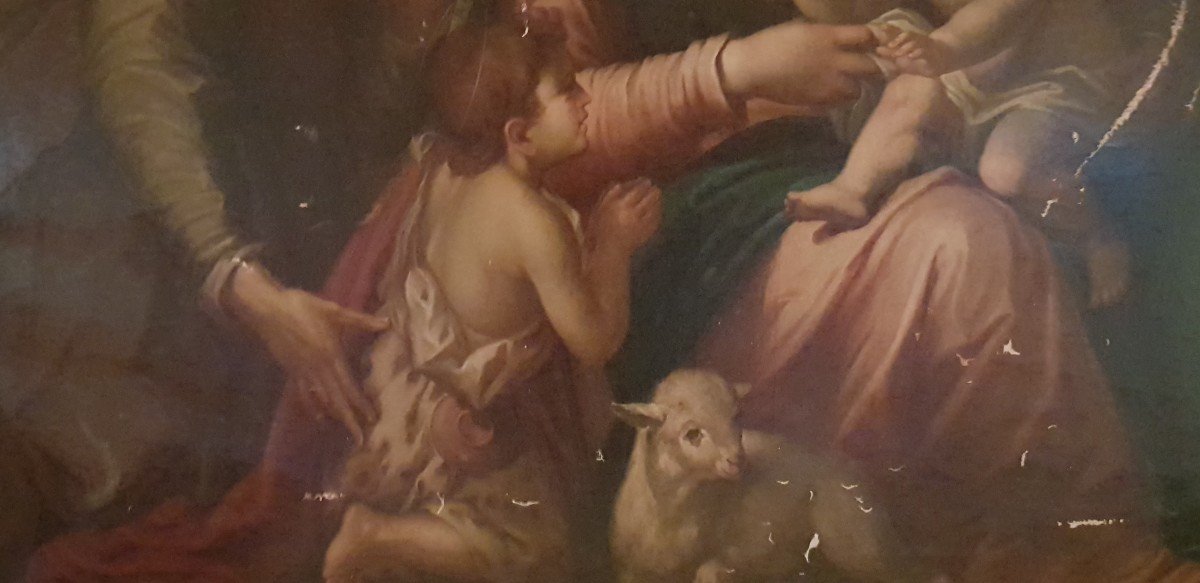 Sacra Famiglia con San.Giovannino e Sant'Anna - Olio su tela - Epoca '800-photo-4
