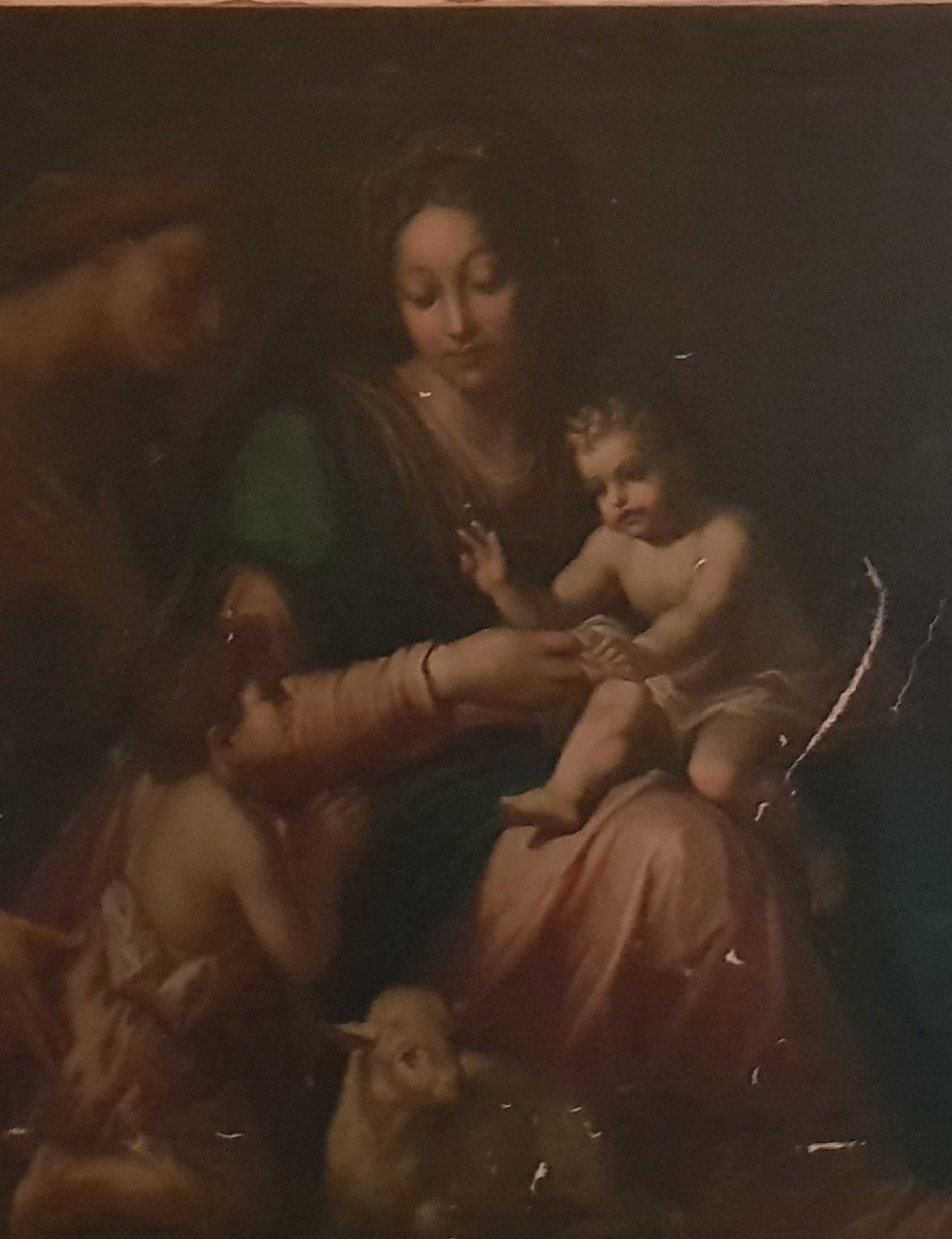 Sacra Famiglia con San.Giovannino e Sant'Anna - Olio su tela - Epoca '800-photo-3