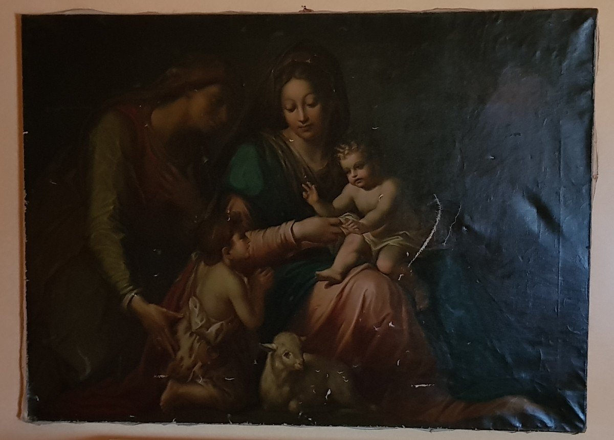 Sacra Famiglia con San.Giovannino e Sant'Anna - Olio su tela - Epoca '800