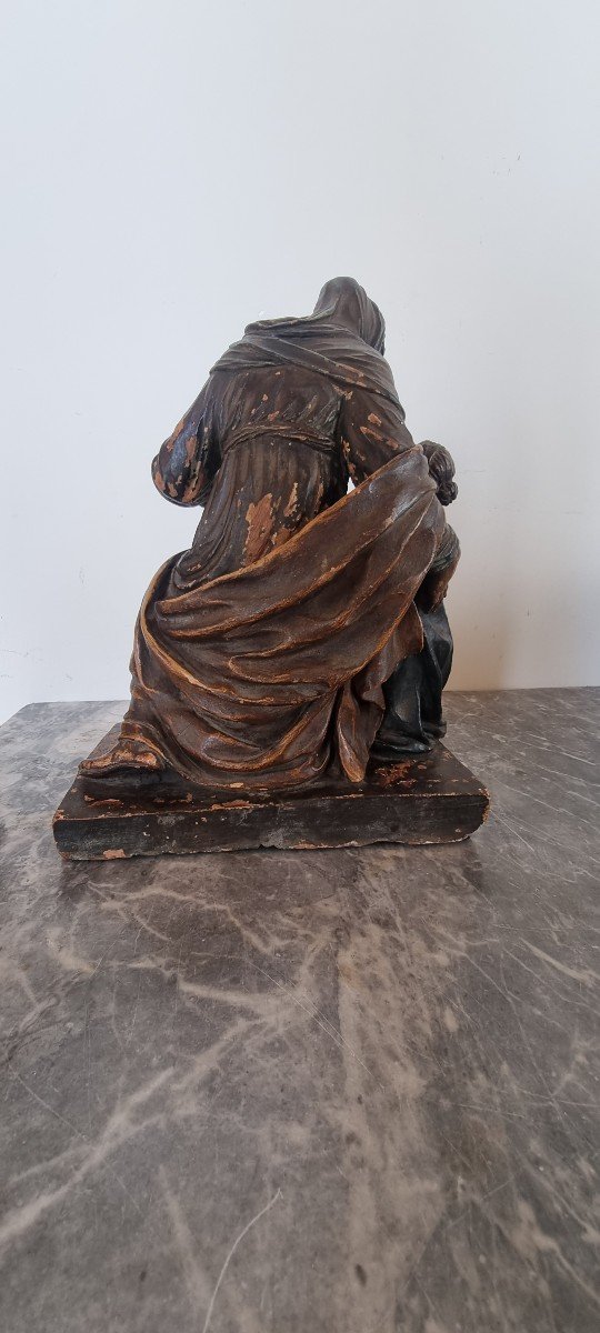 Educazione della Vergine, Scultura in terracotta dipinta, Epoca '600-photo-3