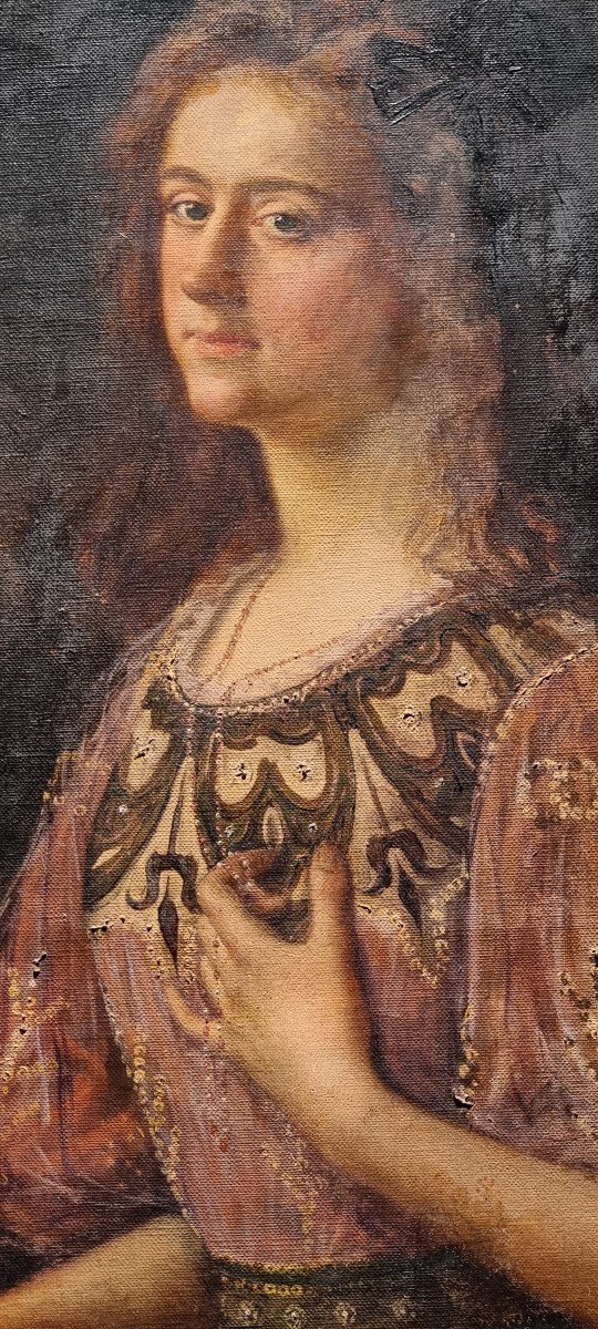 Ritratto di personaggio femminile, Olio su tela, Primi del '900-photo-4