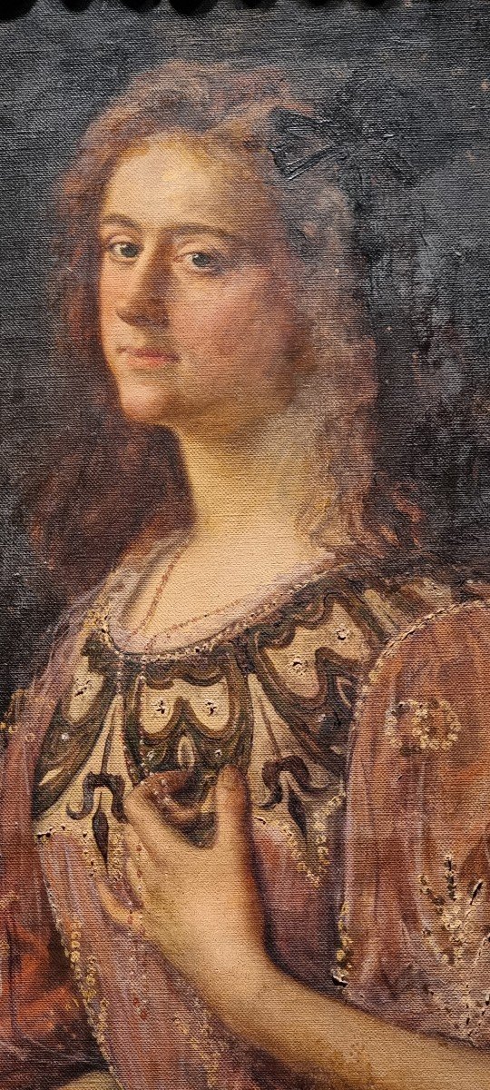 Ritratto di personaggio femminile, Olio su tela, Primi del '900-photo-1