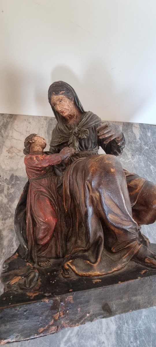 Educazione della Vergine, Scultura in terracotta dipinta, Epoca '600-photo-3