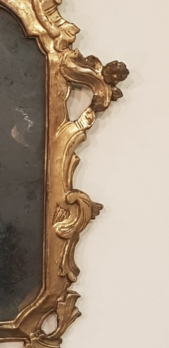 Specchio in stile Luigi XIV a foglia d'oro-photo-2