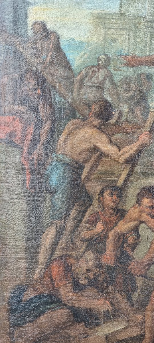 Deposizione della prima pietra, Olio su tela, Epoca primi del '700-photo-1
