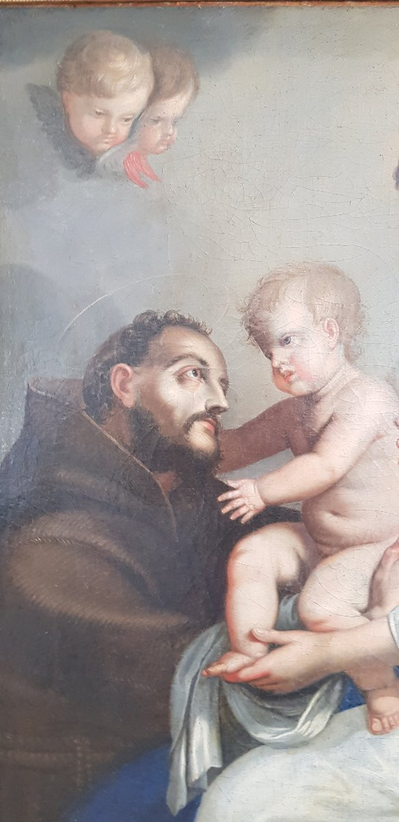 Madonna con bambino e San Francesco, Olio su tela, Epoca '700-photo-2