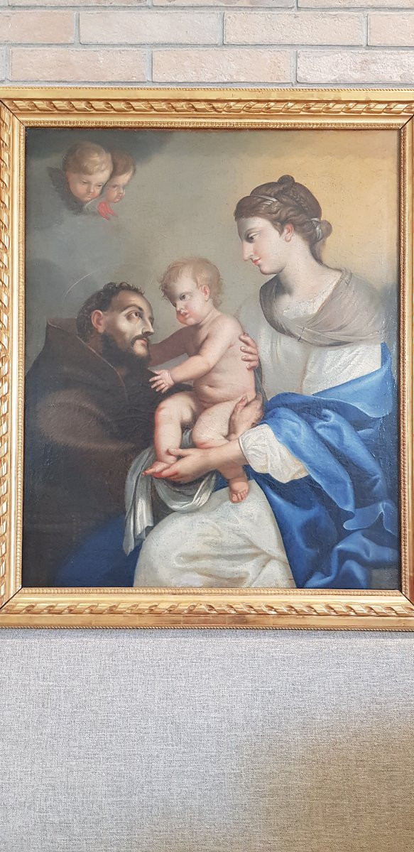 Madonna con bambino e San Francesco, Olio su tela, Epoca '700-photo-3