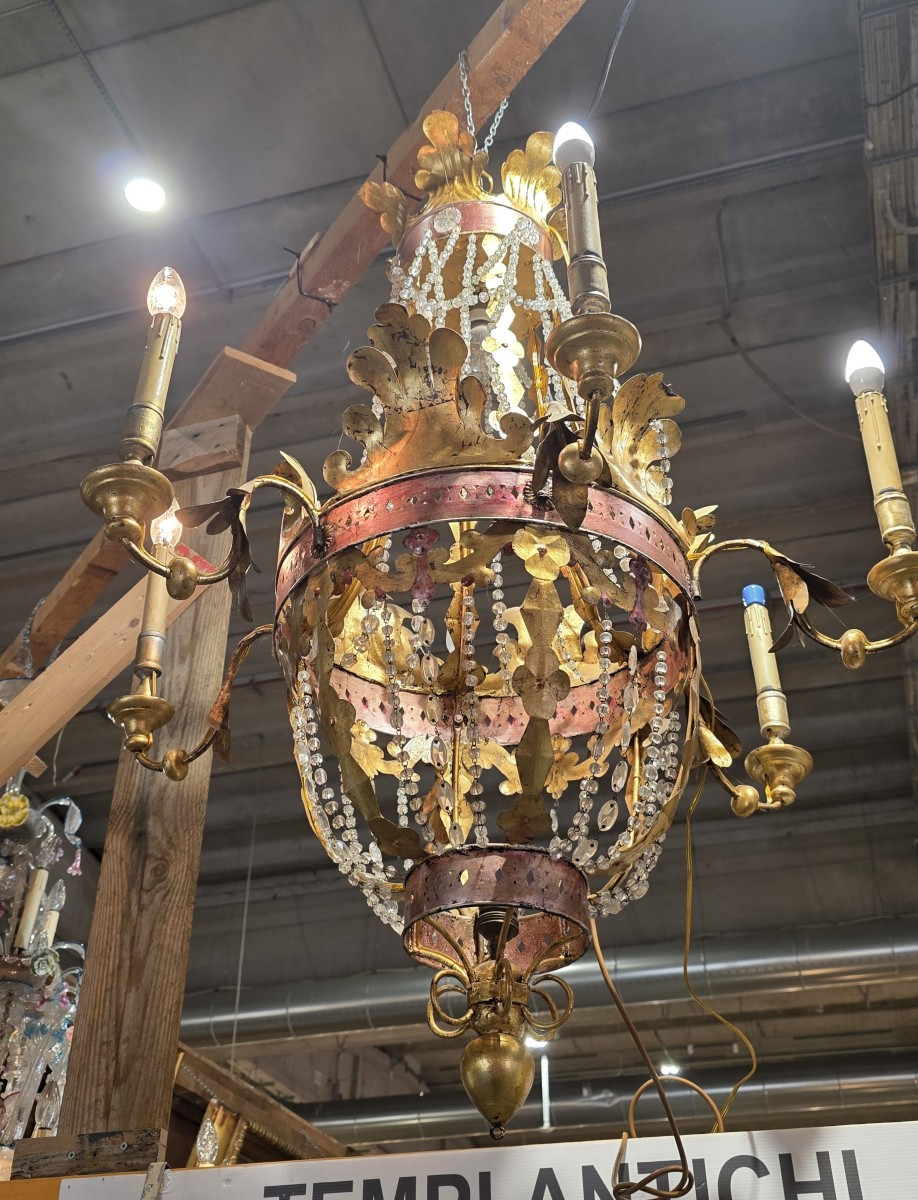 Lampadario in vetro e ferro a 7 luci-photo-2