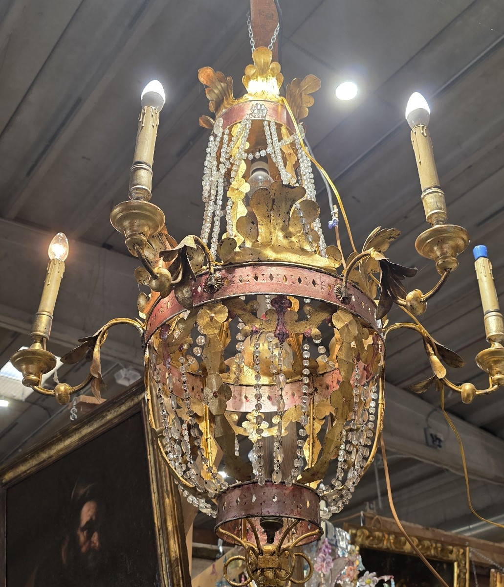 Lampadario in vetro e ferro a 7 luci-photo-3