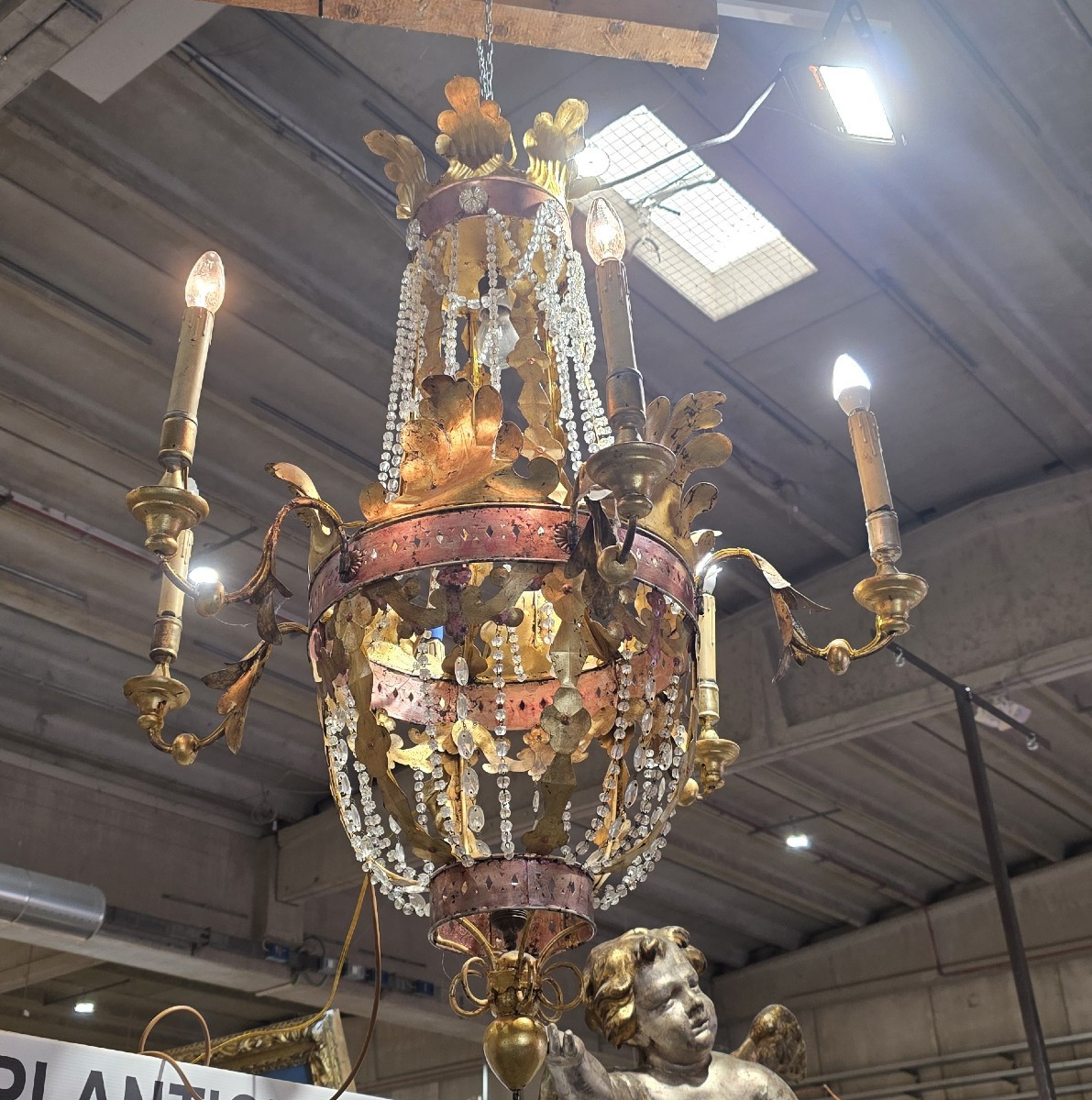 Lampadario in vetro e ferro a 7 luci