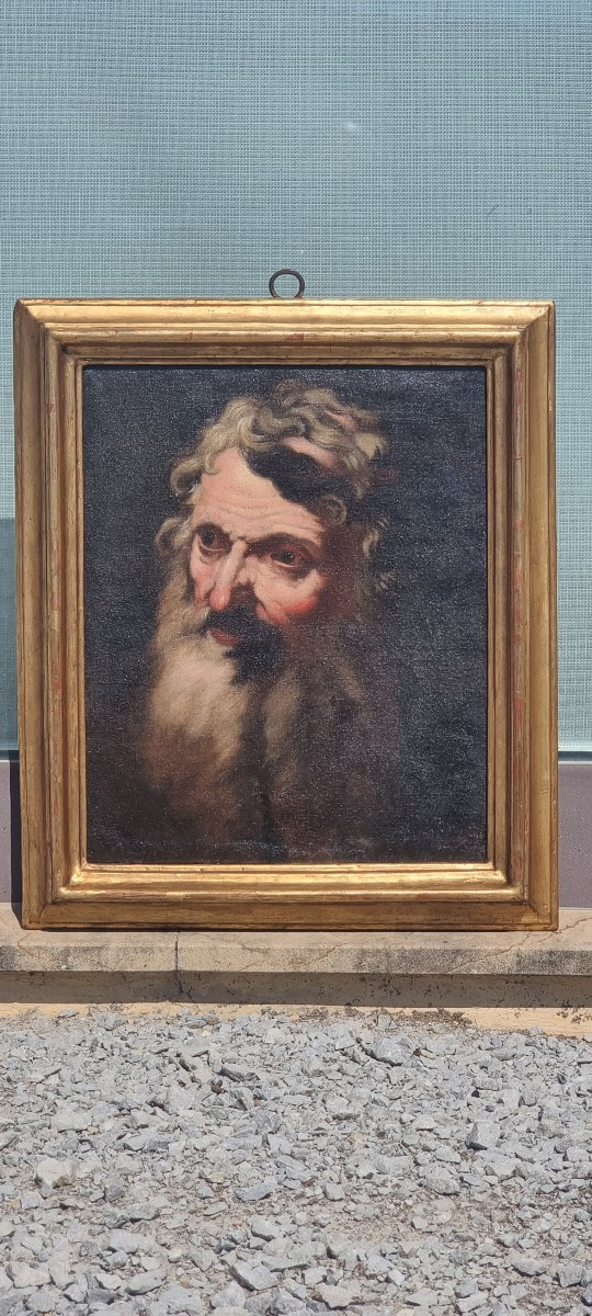 Olio su tela raffigurante volto di anziano, Epoca '600
