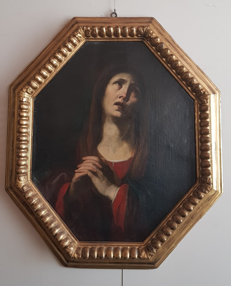 Madonna su tela ottagonale, Olio su tela, Epoca '600, Andrea Vaccaro-photo-2